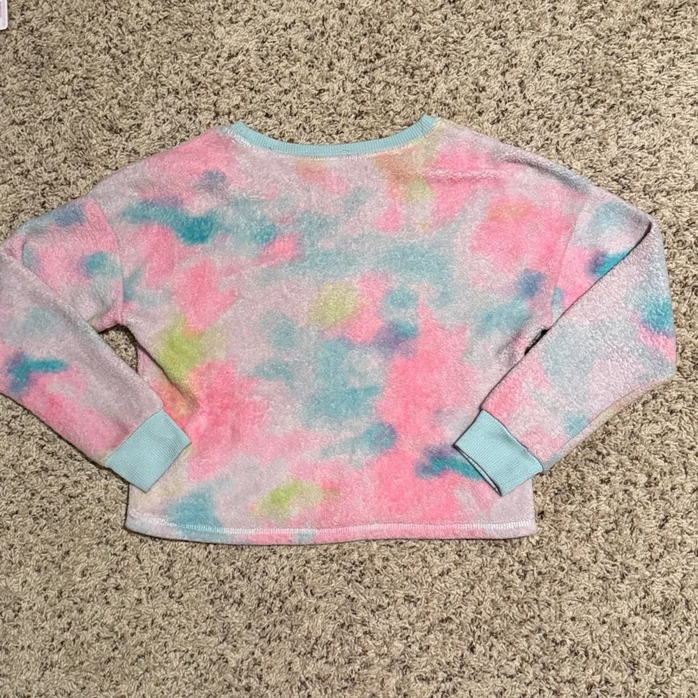Justice girls size large (12/14) fuzzy bright multicolored sweatshirt